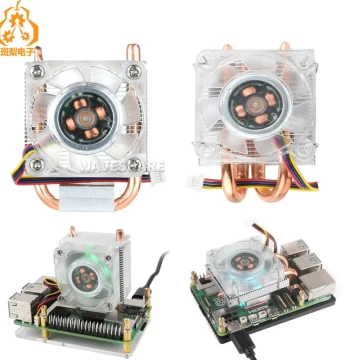 CPU Cooling Fan for Raspberry Pi 5 with RGB and U-Shaped Copper Pipe