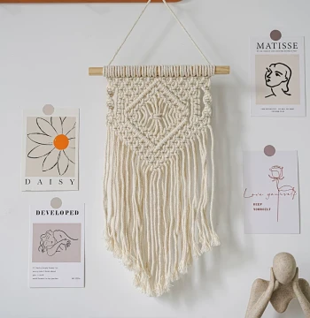 Nordic Tassel Tapestry, Hand-woven Homestay Decoration, Bedside Entryway Art Hanging Ornament, Bohemian Living Room Wall Carpet