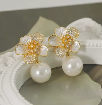[90% Off Zone] Outlets Clearance Camellia Flower Earrings outlets Women's Accessories | Metal Structural Parts