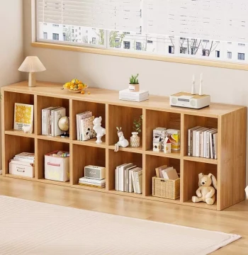 Floor-Standing Bookshelf Living Room Household Storage Low Cabinet Bedroom Study Multi-Layer Organization Organizer Simple Bookcase