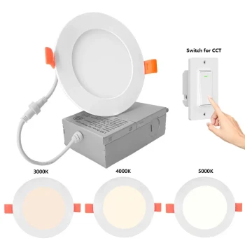 US Standard LED Round Square Panel Light Flat Light Recessed Side-Lit Ultra-Thin Downlight Switch Color Temperature Adjustable