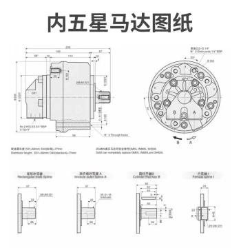 Internal Star Motor GM1/2/3/4/5 Low Speed High Torque Roadheader Hydraulic Star Motor Marine Oil Motor