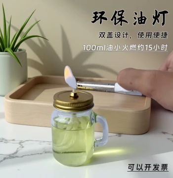 Eco-Friendly Oil Lamp Incense Lighting Small Oil Lamp Transparent Glass with Handle Portable Compact Offering Butter Lamp