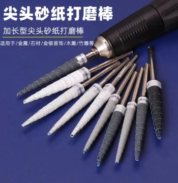Pointed Sandpaper Polishing Stick Extended Sandpaper Grinding Head for Gold Silver Jewelry Wood Carving Polishing Rod Abrasive Tool