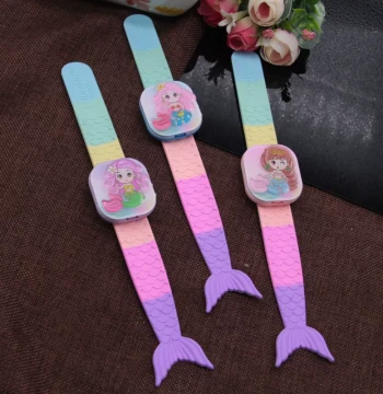 Korean Style New Girls' Princess Mermaid Watch Toy Snap Bracelet Slap Band Children's Day Gift