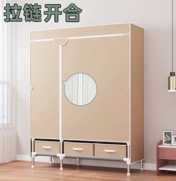 Simple Cabinet Modern Minimalist Fabric Wardrobe Steel Pipe Reinforced Economical Rental Storage Room Hanging OLG