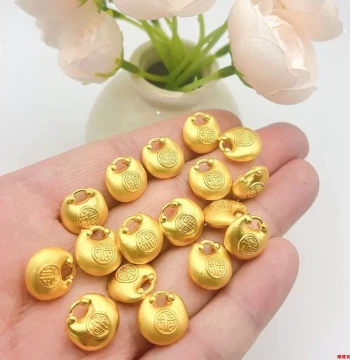 Viral Hit Sand Gold Gold-Plated Chubby Auspicious Cloud Fortune Bag Pendant, DIY Handmade Beaded Bracelet Necklace String Accessories