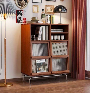 Solid Wood Sideboard Cabinet - Vintage Storage for Living Room