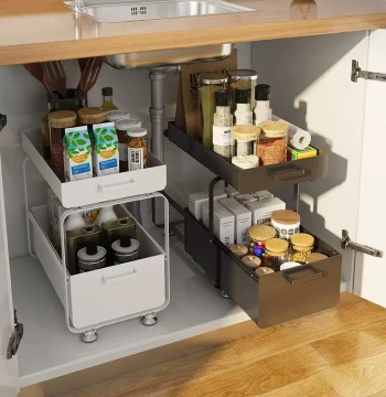 Kitchen Under-Sink Storage Rack Floor-Standing Cabinet Interior Miscellaneous Rack Storage Shelf Pull-Out Double-Layer Organizer