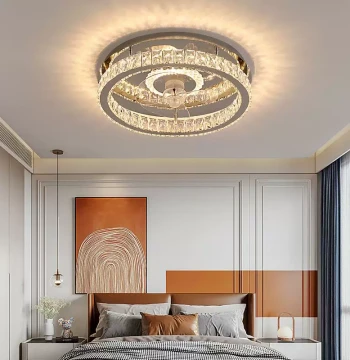 Master Bedroom Light Nordic Light Luxury Creative Viral Crystal Heart Lamp 2024 New Invisible Integrated Fan Ceiling Light