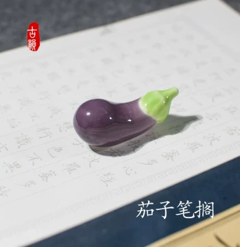 Creative Eggplant Ceramic Brush Rest, Cute Vegetable Brush Holder, Mountain Shape Studio Painting Brush Rack, Pen Holder, Chopstick Rest