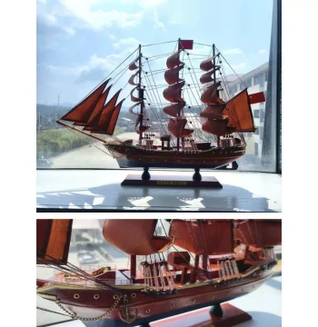 New Style Chinese Ship Art Solid Wood Sailboat Model Finished Product Smooth Sailing Wooden Boat Model Craft Ship Decorative Ornament