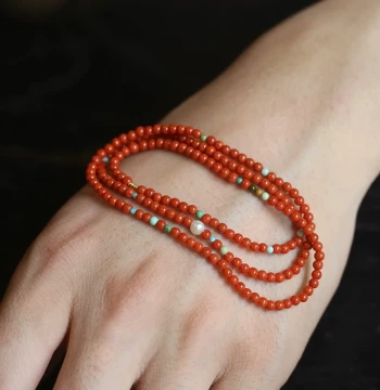 Natural Full Color Full Flesh Southern Red Agate Ultra-fine Millet Beads 2mm Multi-loop Bracelet, Turquoise Pearl Multi-gem Bracelet Niche Style