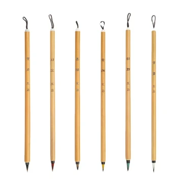 Small Wolf Hair Calligraphy Brush Slender Gold Style for Sutra Copying