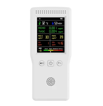 PM2.5/PM10 Air Quality Detector: Monitors Formaldehyde, TVOC, Carbon Monoxide, CO2, Temperature, and Humidity