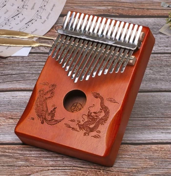 21-Key Thumb Piano, Finger Piano with Electric-Acoustic Pickup, Stress-Relief Instrument Gift for Kids & Students, 17-Key Kalimba