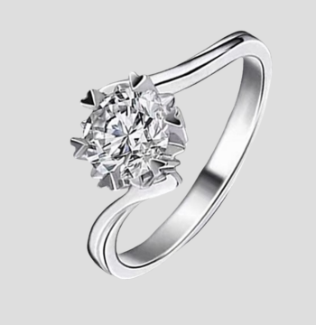 Counter Clearance PT950 Platinum Diamond Ring, 1 Carat IGI Lab-Grown Diamond, Twisted Arm Snowflake Six-Prong Wedding Ring