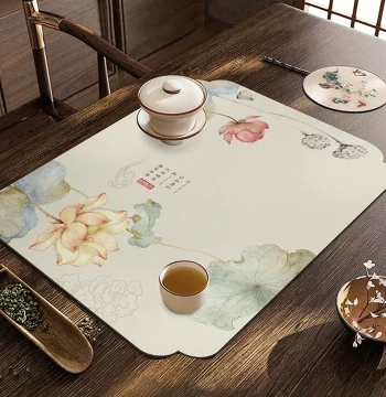 New Chinese Style Zen Tea Tray Mat, Placemat, Water & Oil Absorbent Heat Insulation Pad, Teacup Draining Mat, Tea Utensil Pad
