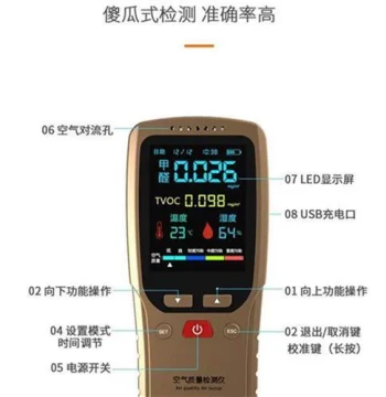 High-Speed Formaldehyde Detector, Home Indoor Air Quality Self-Test Instrument for New Houses with Temperature and Humidity Monitoring
