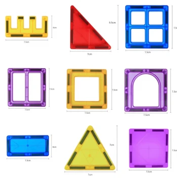 Colored Window Square Magnetic Tiles: Strong Magnet Geometric Building Blocks for Children's Early Education and Puzzle Play
