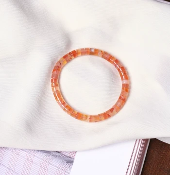 Natural Sichuan Material South Red Agate Ice Floating Material Straight Cut Disc Bead Single Loop Bracelet Women's South Red Bracelet Jewelry Gift