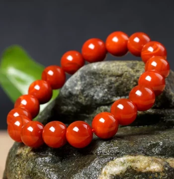 Baoshan Nanhong Agate Bracelet 108 Beads Natural Yunnan Sichuan Red Buddhist Beads Persimmon Red Full Flesh Unisex Style