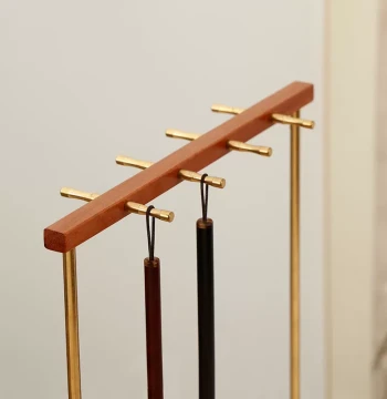 Fugui Brush Rest and Holder, Walnut Solid Wood Creative New Chinese Style Calligraphy Wooden Stationery, Four Treasures of the Study, Study Room Decor