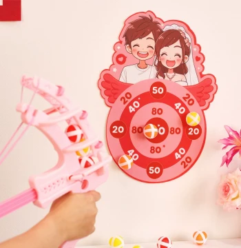 Wedding Door Blocking Game Props: Love Cupid Arrow Sticky Ball, Groom Shooting Target, Dinosaur Ball Gun Mini Props
