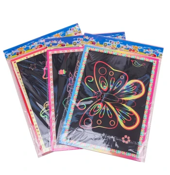 Children's Scratch Art Paper with Bamboo Stick Tools for DIY Neon Patterns