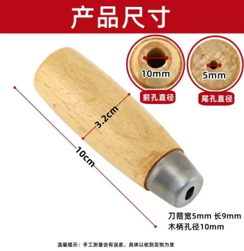 Round Cleaver Handle Through-Tang Handle Solid Wood Clever Grip Old Iron Knife Replacement Handle Manual Wood Handle for Thin Tail Knives