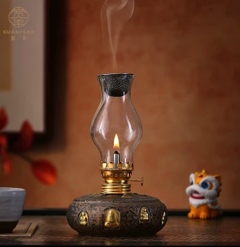 Vintage Ceramic Butter Lamp Ornament - Zen Tea Room & Courtyard Ambient Lighting Desktop Oil Lamp for Buddha Worship Eternal Light