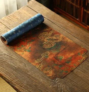 Brocade Tea Mat New Chinese Style Retro Host Mat Household Waterproof Double-sided Table Runner Satin Rectangular Fabric Tea Pad