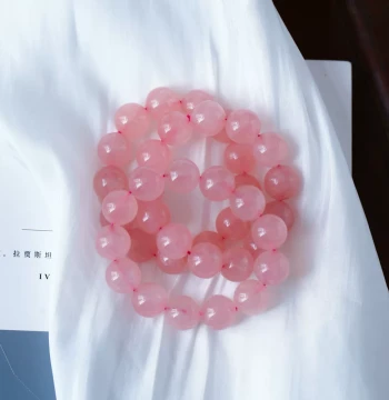 Natural Pink Crystal Ice-Pink Bracelet: Large Beads Factory Clearance, Real Water-Ice Finish, Women's Love-Attracting Crystal