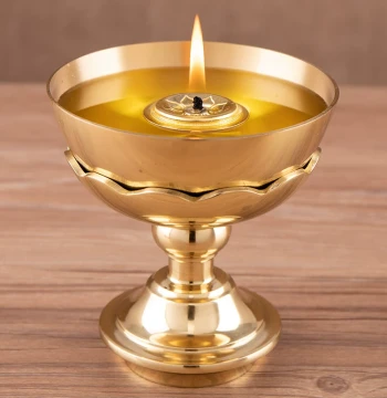 Butter Lamp Household Lamp for Buddha Offering, Copper Ghee Lamp, Long-Lasting Oil Lamp for Altar, Vintage Brass Incense Lamp