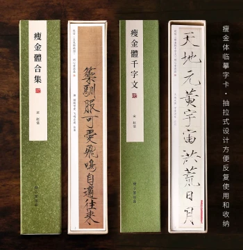 Slender Gold Script Calligraphy Copybook for Beginners with Brush