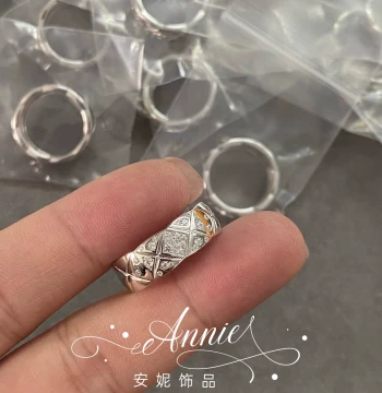 Chanel-Style Coco Quilted Ring Wide/Narrow Version for Women, Plated 18K Yellow/Platinum/Rose Gold with Full Diamond Setting, Premium Look