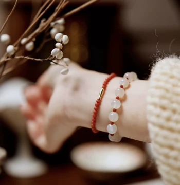 'Abundance Year After Year' New Year Natural Southern Red Agate Bracelet with Moonstone, New Chinese Style S925 Silver Original Crystal DIY
