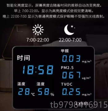 Authentic Formaldehyde and Environmental Oxygen/Carbon Dioxide Detector, Home Indoor Air Quality Testing Monitor with Display