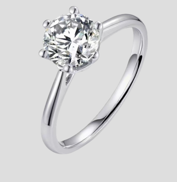 Clearance PT950 Platinum Diamond Ring for Women - Classic Six-Prong 1 Carat Real Lab-Grown Diamond Engagement Ring for Valentine's Day