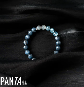 PANTA Handmade 'Sumerian Blue' Kyanite Aquamarine Moonstone Crystal Bracelet - Original Design for Water Insight