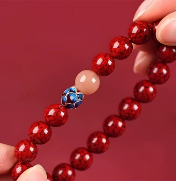 Crystal Cinnabar Lotus Bracelet: Natural Zodiac Year Hand Chain