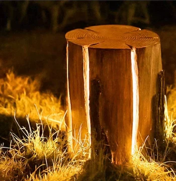 Outdoor Luminous Tree Stump Light Wooden Post Light LED Wood Grain Park Decorative Light Courtyard Scenic Area Lighting Lawn Light