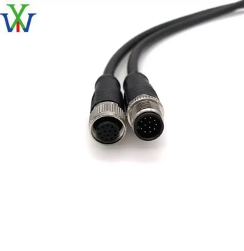 m12 Connector A-Coded 12-Pin Waterproof Mating Connector with Shielded Male/Female Plug Industrial Camera Connector