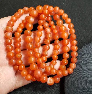 High Cost-Performance Baoshan Southern Red Agate Bracelet, Single-Loop Buddhist Beads, Persimmon Red for Men and Women