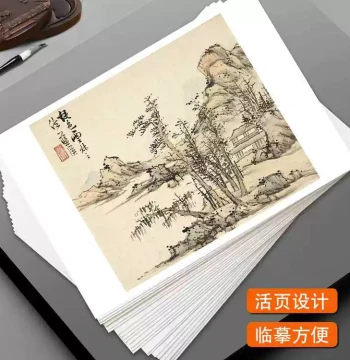 Landscape Painting Tracing Cards, Master Lan Ying Album, 40 Sheets, High-Definition Ink Wash Art Training