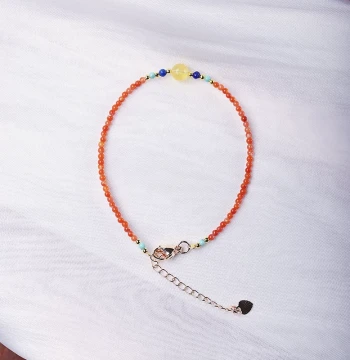 Bonus: Natural Southern Red Agate Millet Beads Round Beads Paired with Beeswax Round Beads, Original Design Bracelet for Women