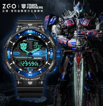 Zhenggang Transformers Watch, Teenager Junior and Senior High School Student Wristwatch, Children's Waterproof Multi-Function Sports Digital Watch