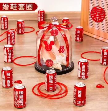 Custom Cola-Themed Wedding Shoe Ring Toss Game - Creative Door Blocking Prank for Groom