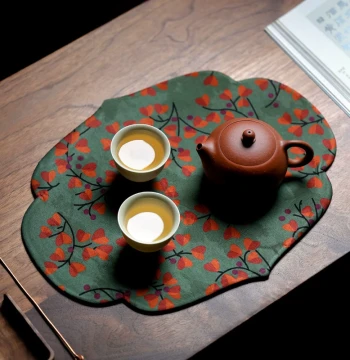 Gambiered Silk Dry Brew Tea Mat, Teapot Pad - Chinese Zen Retro Table Runner, Tablecloth, Tea Pad, Tea Ceremony Accessory Fabric Pad