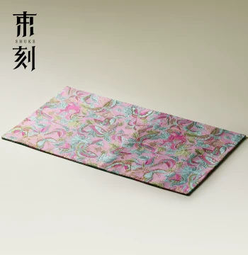 Shuke Chinese Brocade Butterfly Flower Double-Sided Tea Mat, High-Aesthetic Sashiko Embroidery Dry Brew Tea Mat, Tablecloth, Tea Cloth, Tea Pad